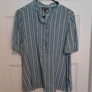 Style&Co Plus Size Striped Ruffled Popover Top - Size 1X